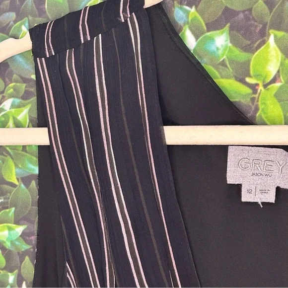 NWT JASON WU GREY painterly stripe silk blouse sleeveless women’s size 12 - Picture 4 of 6